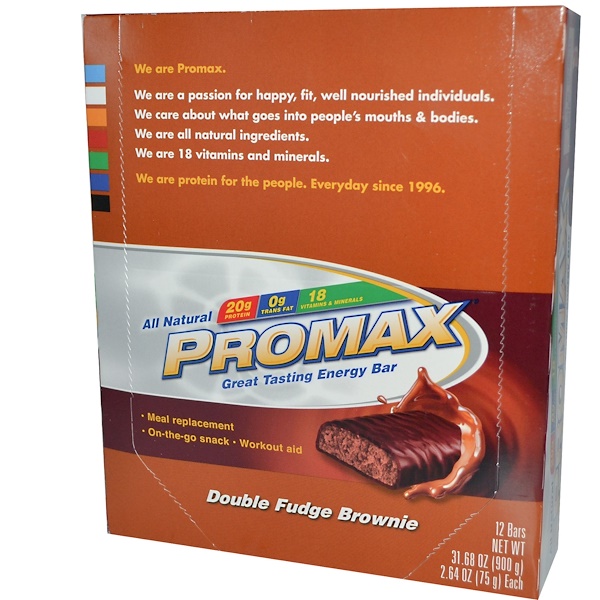 Promax Nutrition, Энергетические батончики со вкусом брауни с помадкой, 12 шт. по  75г каждый