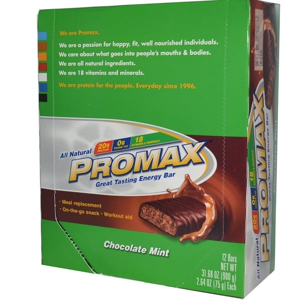 Promax Nutrition, Energy Bar, Chocolate Mint, 12 Bars, 2.64 oz (75 g) Each  (Discontinued Item) 
