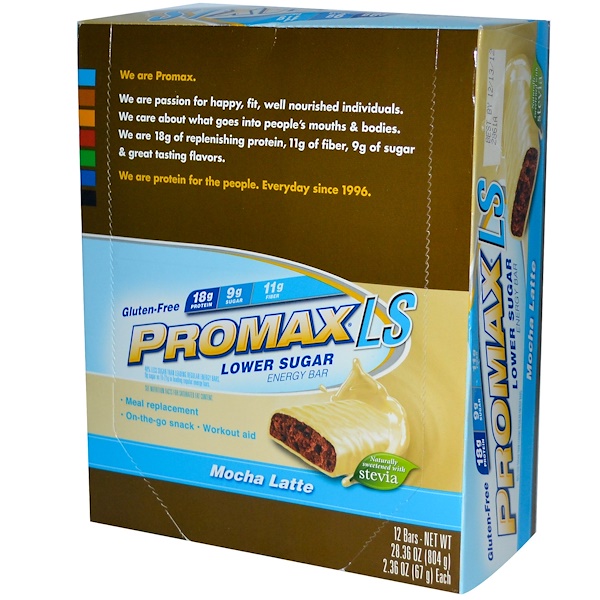 Promax Nutrition, Promax LS, Lower Sugar Energy Bar, Mocha Latte, 12 Bars, 2.36 oz (67g) Each (Discontinued Item) 