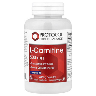 Protocol for Life Balance, L-Carnitine, 500 mg, 60 Veg Capsules