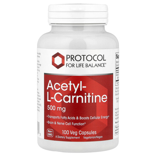 Protocol for Life Balance Acetyl-L-Carnitin, 500 mg, 100 pflanzliche Kapseln
