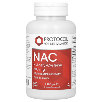 Protocol for Life Balance NAC (N-Acetyl-Cysteine) 600 mg 100 Veg Capsules