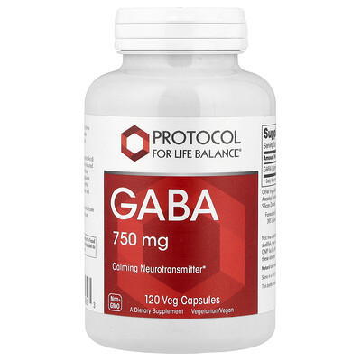 Protocol for Life Balance, GABA, 750 mg, 120 cápsulas vegetales
