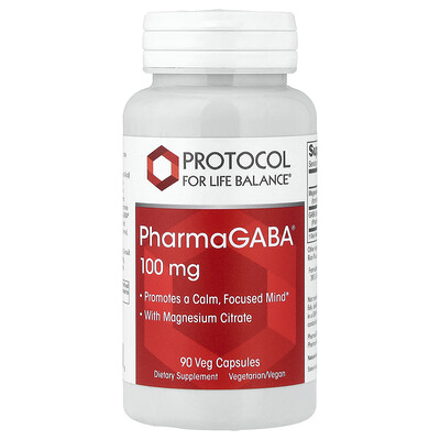 Protocol for Life Balance, PharmaGABA® con citrato de magnesio, 90 cápsulas vegetales
