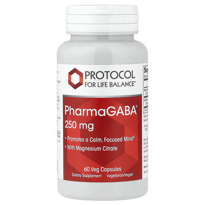 Protocol for Life Balance, PharmaGABA® con citrato de magnesio, 60 cápsulas vegetales
