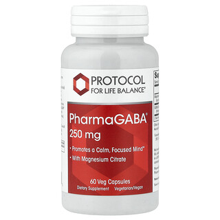 Protocol for Life Balance‏, PharmaGABA®‎ עם מגנזיום ציטראט, 60 כמוסות צמחיות