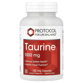 Protocol for Life Balance, Taurin, 1 000 mg, 100 rostlinných tobolek