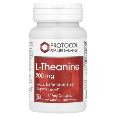 Protocol for Life Balance, L-teanina, 200 mg, 60 cápsulas vegetales