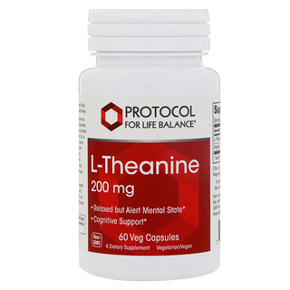 Protocol for Life Balance, L-Teanina, 200 mg , 60 cápsulas vegetales
