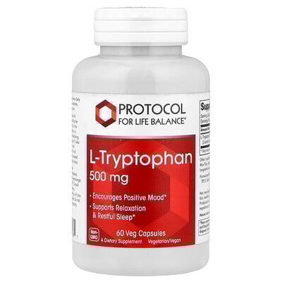 Protocol for Life Balance, L-triptófano, 500 mg, 60 cápsulas vegetales