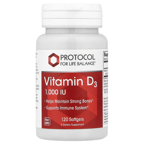 Protocol for Life Balance, Vitamin D3, 25 mcg (1.000 IU), 120 Weichkapseln