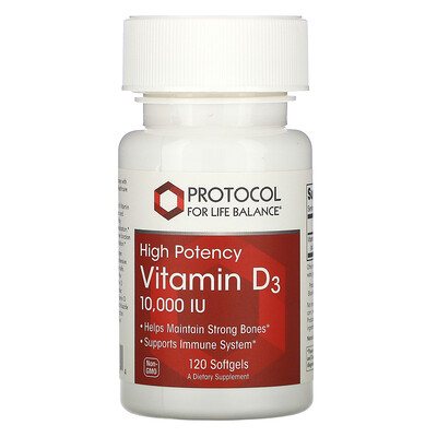 Protocol for Life Balance Витамин D3, 10 000 МЕ, 120 капсул