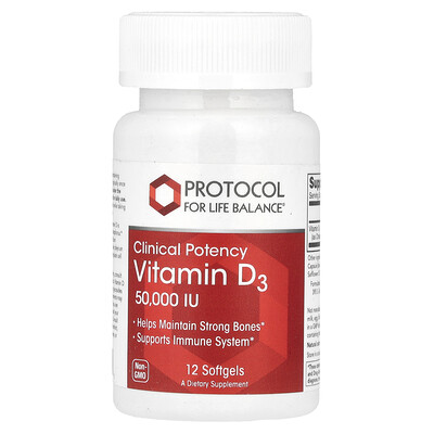 Protocol for Life Balance Vitamin D3 Clinical Potency 50 000 IU 12 Softgels
