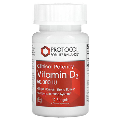 

Protocol for Life Balance, Vitamin D3, Clinical Potency, 50,000 IU, 12 Softgels