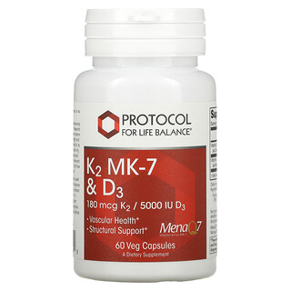 Protocol for Life Balance, K2 MK-7 и D3`` 60 растительных капсул