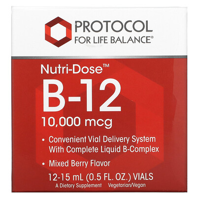 

Protocol for Life Balance, Nutri-Dose B-12, Mixed Berry, 10,000 mcg, 12 Vials, 0.5 fl oz (15 ml) Each