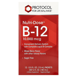 Protocol for Life Balance, Nutri-Dose™ B-12, Mélange de baies, 12 sachets, 15 ml pièce