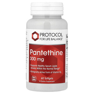 Protocol for Life Balance, Pantetina, 300 mg, 60 cápsulas blandas