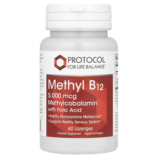 Protocol for Life Balance, Metil B12, 5.000 mcg, 60 Pastilhas