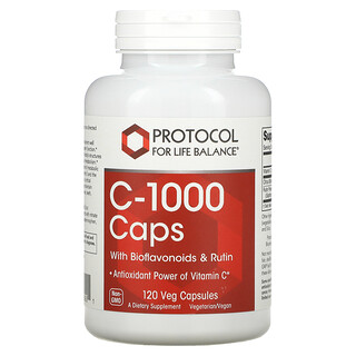 Protocol for Life Balance, C-1000 cápsulas con bioflavonoides y rutina, 120 cápsulas vegetarianas