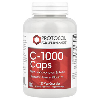 Protocol for Life Balance, C-1000 kupak bioflavonoidokkal és rutinnal, 120 vega kapszula