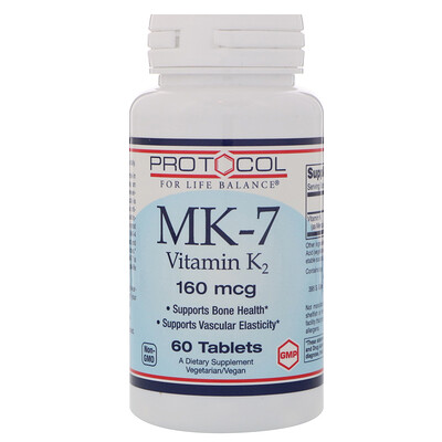 Protocol for Life Balance MK-7 Vitamin K2, 160 mcg, 60 Tablets