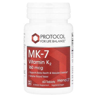 Protocol for Life Balance  MK-7 Vitamin K2  160 mcg  60 Tablets