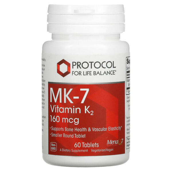 Protocol for Life Balance, MK-7ビタミンK2、160mcg、タブレット60粒