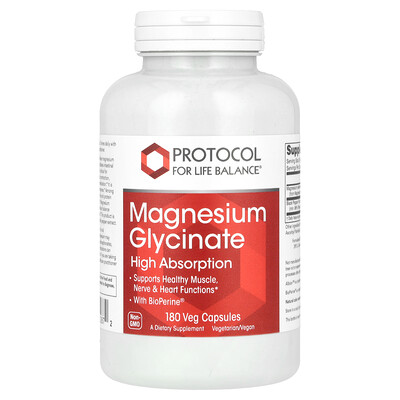 Protocol for Life Balance Magnesium Glycinate High Absorption 180 Veg Capsules