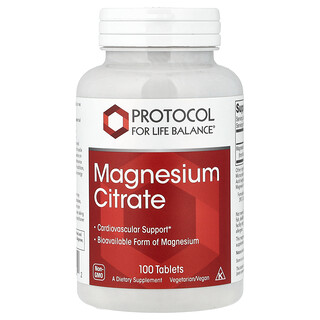 Protocol for Life Balance, Magnesiumcitrat, 100 Tabletten (200 mg pro Tablette)
