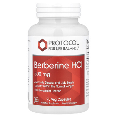 Protocol for Life Balance  Berberine HCl  500 mg  90 Veg Capsules
