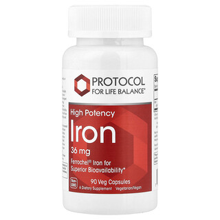 Protocol for Life Balance, Iron, High Potency, 36 mg, 90 Veg Capsules