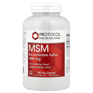Protocol for Life Balance, MSM, 1000 mg, 180 cápsulas vegetales