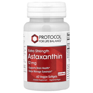 Protocol for Life Balance, Ασταξανθίνη, Έξτρα Δύναμη, 12 mg, 60 Χορτοφαγικές Μαλακές Κάψουλες