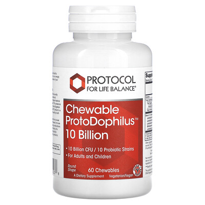 

Protocol for Life Balance Жевательные таблетки ProtoDophilus, 10 млрд, 60 жевательных таблеток