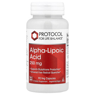 Protocol for Life Balance, Ácido alfa-lipoico, 250 mg, 90 cápsulas vegetales