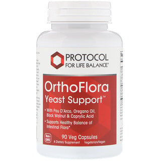 Protocol for Life Balance, OrthoFlora دعم الخميرة، 90 كبسولة نباتية