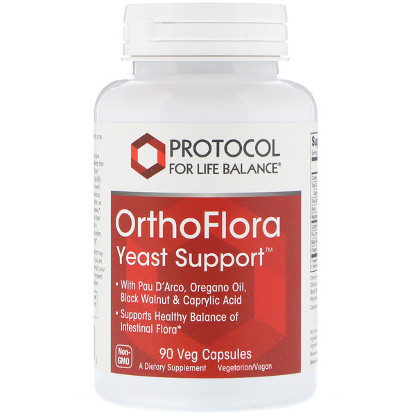 OrthoFlora Yeast Support, поддержка здоровой кишечной флоры, 90 вегетарианских капсул