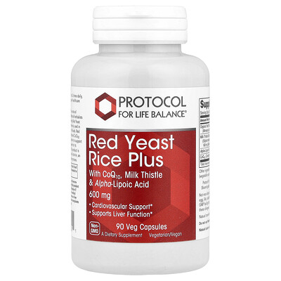 Protocol for Life Balance, Arroz de levadura roja con CoQ10, cardo mariano y ácido alfa-lipoico, 90 cápsulas vegetales