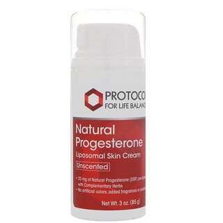Protocol for Life Balance, Progesterona natural, Crema para la piel liposomal, sin perfume, 3 oz (85 g)