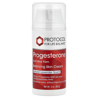 Protocol for Life Balance, Progesterona proveniente del ñame silvestre, Crema equilibrante para la piel, Lavanda natural`` 85 g (3 oz)
