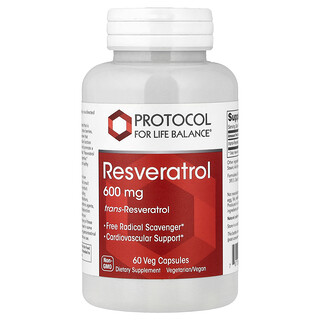 Protocol for Life Balance, レスベラトロール、600mg、ベジカプセル60粒
