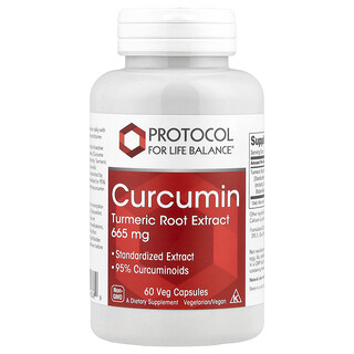 Protocol for Life Balance, Curcumina, Extracto de raíz de cúrcuma, 665 mg, 60 cápsulas vegetales