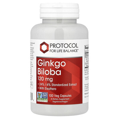 Protocol for Life Balance, Ginkgo biloba, 120 mg, 100 cápsulas vegetales