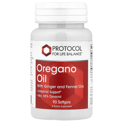 Protocol for Life Balance, Aceite de orégano con aceites de jengibre e hinojo, 90 cápsulas blandas