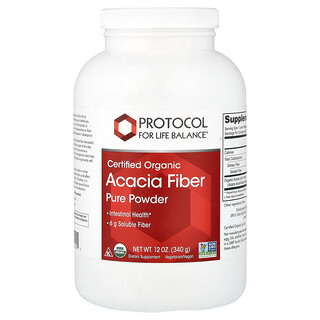Protocol for Life Balance, pudră pură de fibre de acacia organică, certificată, 340 g