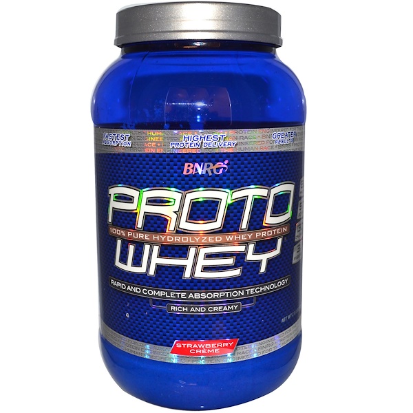 BNRG, Proto Whey, 100% Pure Hydrolyzed Whey Protein, Strawberry Crème, 2.0 lbs (918 g) (Discontinued Item) 