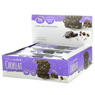 BNRG, Power Crunch 蛋白脆条，Choklat，黑巧克力，12 条，每条 1.5 盎司（43 克）