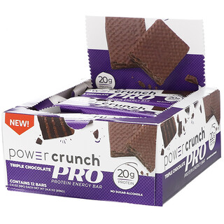 BNRG, Power Crunch Protein Energy Bar, PRO, тройной шоколад, 12 батончиков по 2,0 унции (58 г) каждый