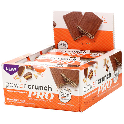 BNRG Power Crunch Protein Energy Bar, PRO, Peanut Butter Fudge, 12 Bars, 2 oz (58 g) Each